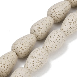 Желтая Старая Ткань  Бусы из натуральной лавы, окрашенные, слеза, старое кружево, 16~16.5x10 мм, отверстие : 1 мм, около 25 шт / нитка, 16.14'' (41 см)