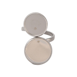 Нержавеющая Сталь Цвет Не тускнеет 304 фурнитура для открытого кольца-манжеты из нержавеющей стали, настройка кольца колодки, плоско-круглые, цвет нержавеющей стали, внутренний диаметр: 17 мм, лоток: 14 & мм 12 мм