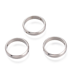 Stainless Steel Color 201 Stainless Steel Bead Frames, Ring, Stainless Steel Color, 14x3mm, Hole: 1mm
