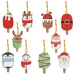 Ice Cream Christmas Theme DIY Diamond Painting Keychain Kit, Including Acrylic Board, Keychain Clasp, Bead Chain, Resin Rhinestones Bag, Diamond Sticky Pen, Tray Plate and Glue Clay, Ice Cream, 75~95x45~60mm, 10pcs/set