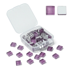 Средняя Орхидея 60 шт. Прозрачные стеклянные кабошоны, квадратный, средне орхидеи, 9.8x9.8x4 мм