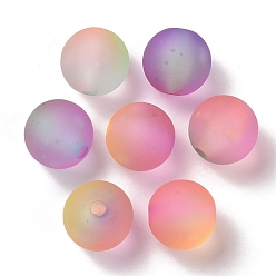 Mixed Color Three Tone Frosted Transparent Acrylic, Round, Mixed Color, 15x15mm, Hole: 3mm