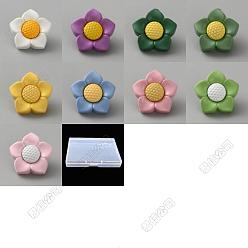 (52) Непрозрачная лаванда 90 шт 9 цвета 1 пуговицы из пластмассы с отверстиями, цветок, разноцветные, 18.5x19x10 мм, отверстие : 3 мм, 10 шт / цвет