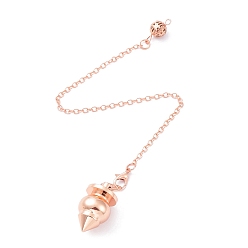 Розовое Золото Латунные заостренные подвески-маятники для лозоходства, без кадмия и без свинца, конус, розовое золото , 210x2.5 мм, отверстие : 1.6 мм