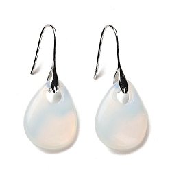 Опал Серьги-капли из синтетического опалита, серьги из платины и латуни с покрытием стойки, без кадмия и без свинца, 41.5~42x18 мм
