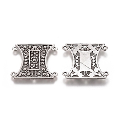 Antique Silver Tibetan Style Alloy Chandelier Components Links, Rectangle, Antique Silver, 29x32x2mm, Hole: 1.6mm