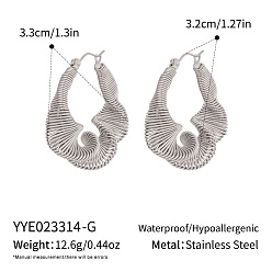 Нержавеющая Сталь Цвет Закрученные 304 серьги-кольца из нержавеющей стали, цвет нержавеющей стали, 33x32 мм