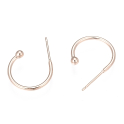 Rose Gold 304 Stainless Steel Earring Hooks, Rose Gold, 17x22x1.5mm, Pin: 1mm