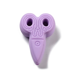 Lilac Food Grade Silicone Focal Beads, Silicone Teething Beads, Scissor, Lilac, 29.5x20x9mm, Hole: 2mm