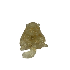 Citrine Resin Cat Figurines, with Natural Citrine Chips inside Statues for Home Office Decorations, 25x30x30mm