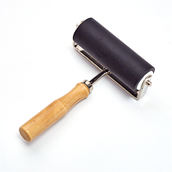 Black Rubber Brayer Roller Paint Brush, with Wood Handle, Ceramic & Clay Tools, Black, 7cm