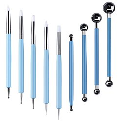 Dodger Blue Stainless Steel Polymer Clay Sculpting Tool, Ball Stylus Pen, Silicone Handle Carving Pen for Clay Craft, Dodger Blue, 13.5~15cm, 9pcs/set