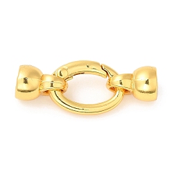 Real 18K Gold Plated Rack Plating Brass Fold Over Clasps, Oval, Lead Free & Cadmium Free, Long-Lasting Plated, Real 18K Gold Plated, 22x40mm, Hole: 1.4mm