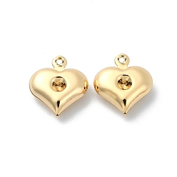 Real 18K Gold Plated Brass Pendant, Heart, Real 18K Gold Plated, 14x12x5mm, Hole: 1mm