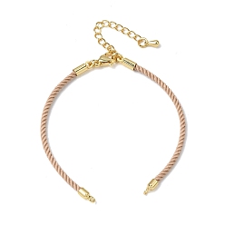 Цвет Древесины 2мм витой круглый нейлоновый шнур для изготовления браслета, подходит для соединительных шармов, с латунными выводами и 303 застежками из лобстера из нержавеющей стали, реальный 18 k позолоченный, деревесиные, 6.22 дюйм (15.8 см)