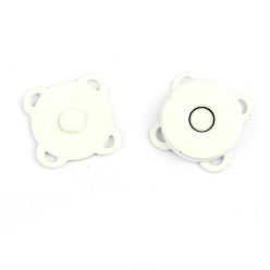 White Zinc Alloy Purse Snap Clasps, Magnetic Clasps, Closure for Purse Handbag, White, 1.9x1.9x0.55cm