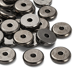 Черный Цвет Металла Плоские круглые латунные шариков прокладки, покрытие баррель, металлический черный , 8x2 мм, отверстие : 2 мм