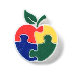 Разноцветный Детский аутизм яблоко силиконовые фокусные бусины, DIY уход за ожерельем, красочный, 29x24.5x8 мм, отверстие : 2.5 мм