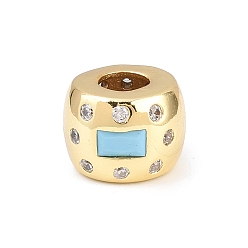 Синий Латунные микро проложить Цирконий Европейский бисером, круглые, бусины с большим отверстием, долговечный, стойки покрытие, без свинца и без кадмия, реальный 18 k позолоченный, синие, 12x9 мм, отверстие : 5 мм