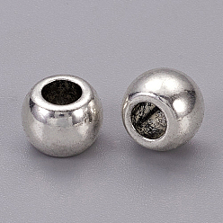 Argent Antique Perles en alliage de style tibétain, sans cadmium et sans plomb, rondelle, argent antique, 10x7mm, trou: 4.5 mm, environ 400 pcs / 1000 g