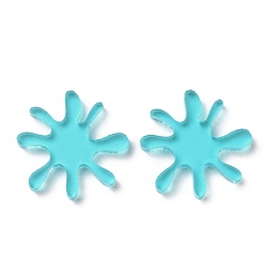 Cyan Translucent Acrylic Cabochons, for DIY Earring Accessories, Flower, Cyan, 20x2mm
