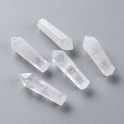 Quartz Crystal Natural Quartz Crystal Pointed Beads, Rock Crystal, Healing Stones, Reiki Energy Balancing Meditation Therapy Wand, No Hole/Undrilled, Hexagonal Prisms, 35.5~36.5x11.2mm