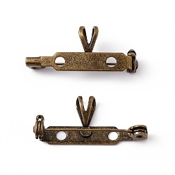 Antique Bronze Alloy Pendants/Brooches, Back Bar Pins, Antique Bronze, 11.5x26x6mm, Hole: 2mm, Pin: 0.7mm