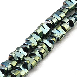 Green Plated Electroplated Synthetic Non-Magnetic Hematite Beads Strands, Egg Shape, Green Plated, 6x4x3mm, Hole: 1.2mm, about 147pcs/strand, 15.94''(40.5cm)