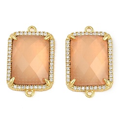 Сэнди Коричневый Стойка металлическая латунная микропрофилированная кубическая циркония подвески, cmолой, без свинца и без кадмия, долговечный, реальный 18 k позолоченный, прямоугольные, песчаный коричневый, 26x16.5x7 мм, отверстие : 1.4 мм