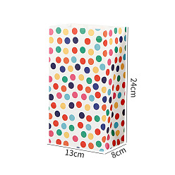 Polka Dot Rainbow Color Rectangle Paper Candy Bag, Food Packaging Bag, Polka Dot Pattern, 24x13x8cm