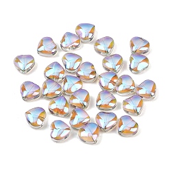 Средняя Орхидея Гальваническая стеклянная бусина, со серебряным покрытием, сердце, средне орхидеи, 10x10x5 мм, отверстие : 1 мм