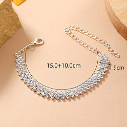 Платина Браслеты на ногу из латунных кристаллов и страз для женщин, платина, 5-7/8 дюйм (150 мм)