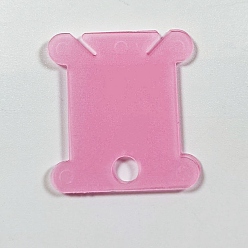 Hot Pink Plastic Thread Winding Boards, Floss Bobbins, for Cross-Stitch, Embroidery, Sewing Craft, Hot Pink, 38x26x1mm
