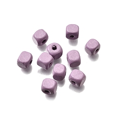 Лиловый Спрей окрашены деревянные бусины, квадратный, сирень, 6x6x6 мм, отверстие : 1.6~2 мм