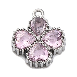 Бледно-Розовый 304 кубический стальные подвески из нержавеющей диоксида циркония, , розовый жемчуг, 13.5x11.5x3 мм, отверстие : 1.2 мм