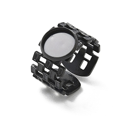 Black 304 Stainless Steel Cuff Ring Components, Round Bezel Pad Ring Setting, Ion Plating(IP), Long-Lasting Plated, Black, 12mm,18mm, Tray Size: 10mm