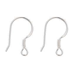Silver 925 Sterling Silver Earring Hooks, Silver, 15.5x14.5mm, Hole: 2mm, 20 Gauge, Pin: 0.8mm