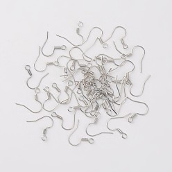 Серебро Железные крючки для сережек, с горизонтальной петлей, серебряные, 17x17.5 мм, отверстие : 2 мм