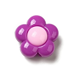 Purple Two Tone Opaque Acrylic Beads, Flower, Purple, 15.5x16x9mm, Hole: 2.8mm, about 454pcs/500g