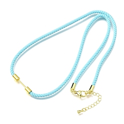 Голубой 3мм круглые нейлоновые миланские шнуры для изготовления ожерелий, с латунными выводами и 303 застежками из лобстера из нержавеющей стали, золотые, долговечный, стойки покрытие, голубой, 19.53 дюйм (49.6 см)