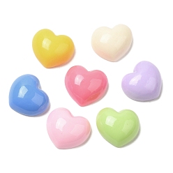 Heart Cartoon Opaque Reisn Cabochons, for Jewelry Making, Mixed Color, Heart, 12.5x13.5x6mm