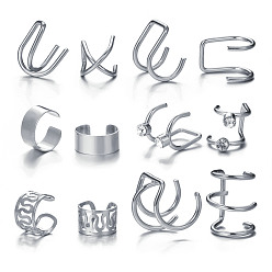 A06-03-14 12-Piece Set of Creative and Minimalist C-Shaped Letter Non-Pierced Ear Clips for Women