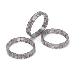 Cloudy Quartz Natural Cloudy Quartz Gemstone Stretch Bracelets, Faceted, Rectangle, 2-3/8 inch(6cm)