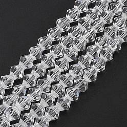 Clear Imitation Austrian Crystal 5301 Bicone Beads, Faceted Glass Beads Strands, Clear, 2x3mm, Hole: 0.5mm, about 160~180pcs/strand, 16.54 inch~17.32 inch(42~44cm)