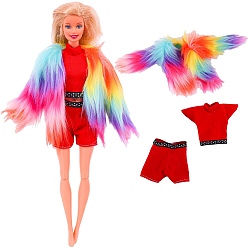 Разноцветный Плюшевая куртка и юбка, наряды для куклы из ткани, комплект одежды в стиле кэжуал, аксессуары для переодевания кукол-девочек, красочный, 270~290 мм