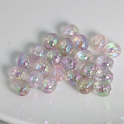 Pearl Pink UV Plating Rainbow Iridescent Acrylic Beads, Hammered, Oval, Pearl Pink, 11x10mm