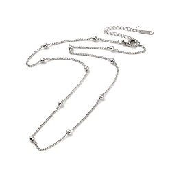 Stainless Steel Color 304 Stainless Steel Satellite Chain Necklace for Men Women, Stainless Steel Color, 15.55~16.18 inch(39.5~41.1cm)