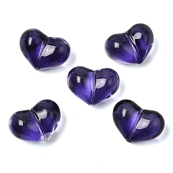 Индиго Прозрачные стеклянные бусины, окрашенная и подогревом, сердце, индиговые, 15.5x21x11.5 мм, отверстие : 1.5 мм