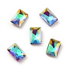 Sphinx K9 Glass Rhinestone Cabochons, Flat Back & Back Plated, Faceted, Rectangle, Sphinx, 6x4x2mm