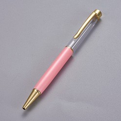 Pink Creative Empty Tube Ballpoint Pens, with Black Ink Pen Refill Inside, for DIY Glitter Epoxy Resin Crystal Ballpoint Pen Herbarium Pen Making, Golden, Pink, 140x10mm